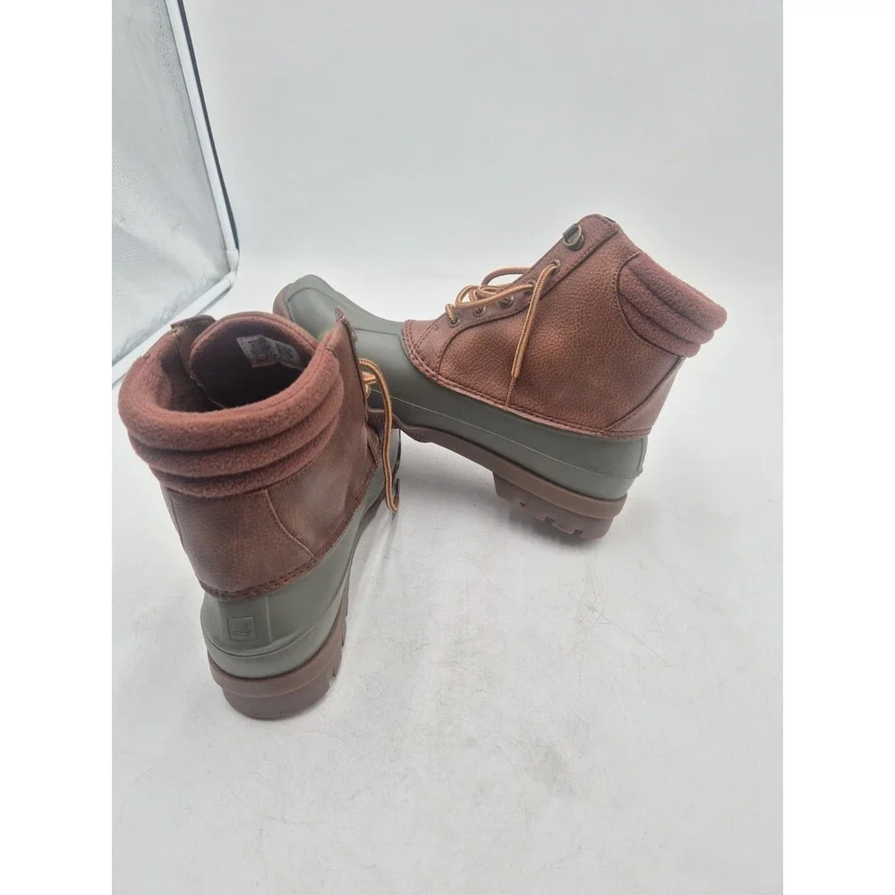 Sperry Mens Avenue Duck Boots Tan Olive Green Waterproof Size 9 Sts23429